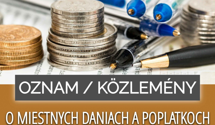 Fotka - Oznam o miestnych daniach a poplatkoch / Közlemény a helyi adókról és illetékekről