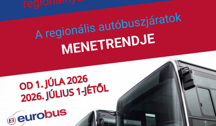 Fotka - Cestovný poriadok regionálnych autobusových liniek od 1.7.2026 / A regionális autóbuszjáratok menetrendje július 1-jétől